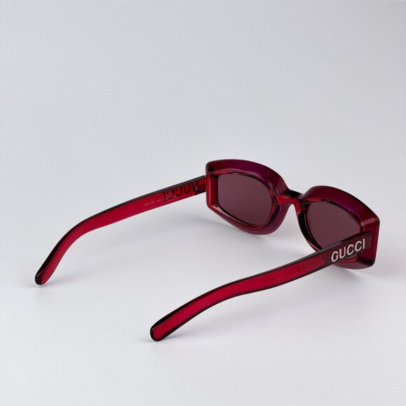 Gucci GG1719S 004 BRAND NEW Sunglasses Transparent Red Violet Women Square - Picture 4 of 9